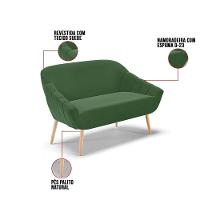 Namoradeira 02 Lugares Suede Verde Pés Palito Natural