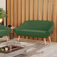 Namoradeira 02 Lugares Suede Verde Pés Palito Natural - 8