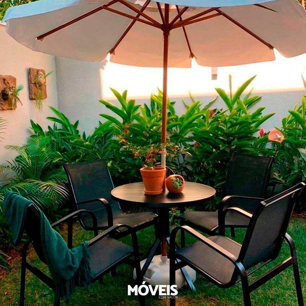 Mesa Para área Externa, Gourmet, Jardim Com Tampo Em Alumínio Ripado - Preto Tampo Tampo Sem Furo - 2