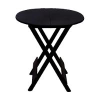 Mesa Redonda Dobrável Em Madeira Maciça 70X70 Preto Ideal Para Bares E Restaurantes - 1