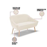 Namoradeira 02 Lugares Veludo Bege Pés Palito Natural - 3