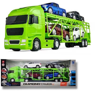 Caminhão Cegonheira Diamond Truck C- 4 Pick Ups Grande 66cm Verde