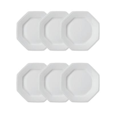Jogo 6 Pratos De Sobremesa Prisma Brancos 20,5 Cm Porcelana Schmidt