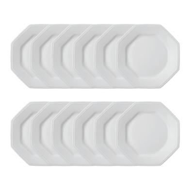 Jogo 12 Pratos De Sobremesa Prisma Brancos 20,5 Cm Porcelana Schmidt