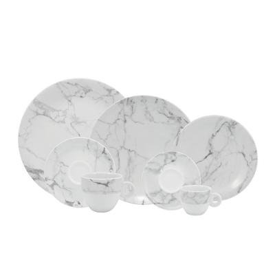 Jogo De Jantar 84 Peças Chá Marmore Porcelana Schmidt