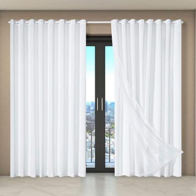 Cortina Dual Forro Microfibra C/ Voil Liso 5,60m X 2,70m 100% Poliéster - Branco