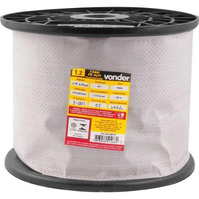 Cabo De Aço Plastificado Af 6,35mm 1-4 6x7 Com 100m Vonder