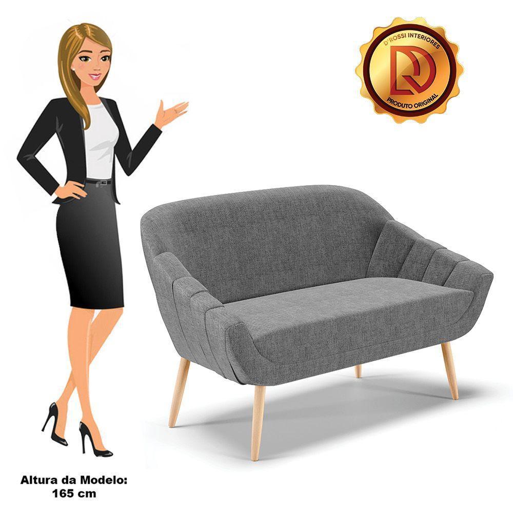 Namoradeira 02 Lugares Linho Grafite A26 Pés Palito Natural - 3