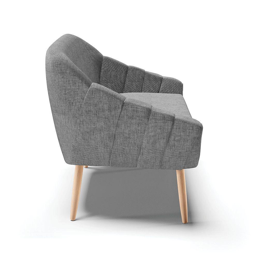 Namoradeira 02 Lugares Linho Grafite A26 Pés Palito Natural - 6