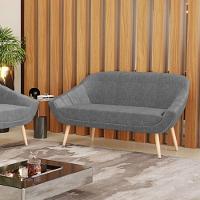 Namoradeira 02 Lugares Linho Grafite A26 Pés Palito Natural - 8