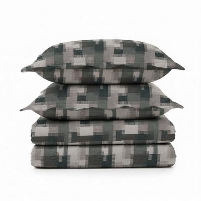 Kit Cobre Leito Colcha Magnus Queen 3 Peças Dupla Face Estampado Geométrico - Grafite Mix - 100% Poliéster