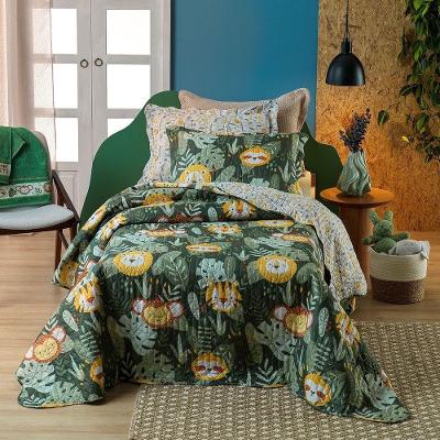 Cobre Leito Infantil Casual Kids Com Porta Travesseiro Selva - Solteiro