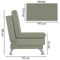 Sofa Cama 3 Lugares 193 Cm Eva Veludo Sl 940 Moll Sl 940 - 7