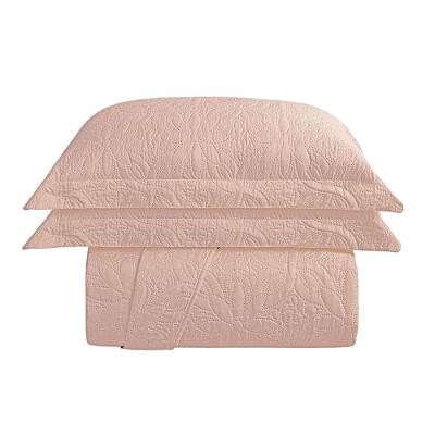 Kit Cobre Leito Colcha Charlote Queen 3 Peças Dupla Face Liso Classic - Rose - 100% Poliéster
