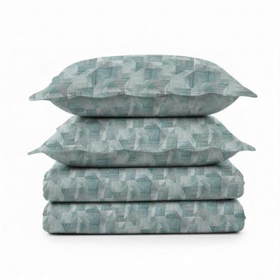 Kit Cobre Leito Colcha Magnus Queen 3 Peças Dupla Face Estampado Geométrico - Ice - 100% Poliéster