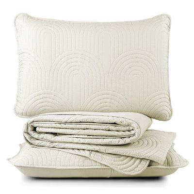 Kit Cobre Leito Colcha Harmony Queen 3 Peças Matelado Micropercal 200 Fios - Baunilha - 100% Poliéster