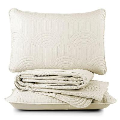 Kit Cobre Leito Colcha Harmony Casal 3 Peças Matelado Micropercal 200 Fios - Baunilha - 100% Poliéster