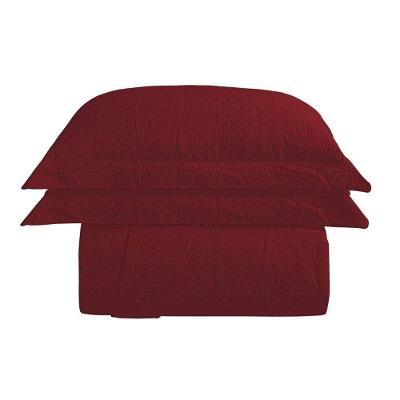 Kit Cobre Leito Colcha Charlote Casal 3 Peças Dupla Face Liso Classic - Vermelho - 100% Poliéster
