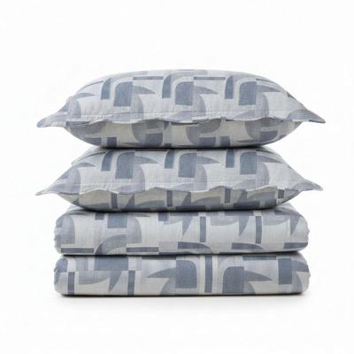 Kit Cobre Leito Colcha Magnus Queen 3 Peças Dupla Face Estampado Geométrico - Meia Lua - 100% Poliéster