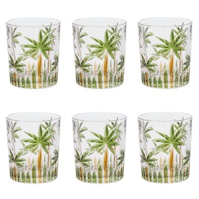 Conjunto 6 Copos De Cristal 340ml Palm Tree Handpaint Wolff