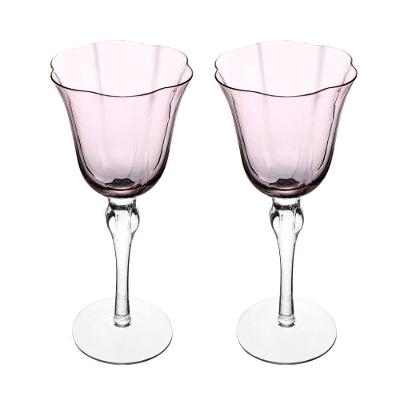 Conjunto 02 Taças Para Vinho De Vidro 250ml Rosa Wolff