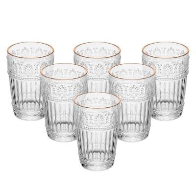 Conjunto 6 Copos De Cristal Com Fio De Ouro 350ml Mauve Wolff