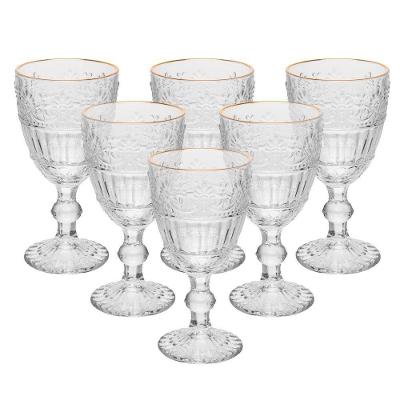 Conjunto 6 Taças De Cristal Com Fio De Ouro 320ml Mauve Wolff