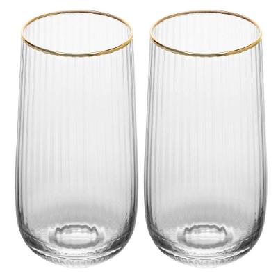 Conjunto 2 Copos Altos 450 Ml Lines Fio De Ouro Wolff