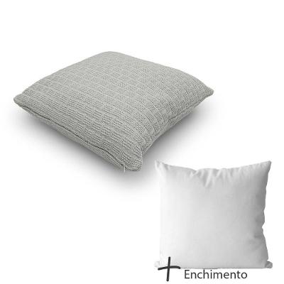 Almofada Decorativa Em Tricô De Algodão, 45x45cm, Com Enchimento Prata
