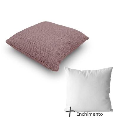 Almofada Decorativa Em Tricô De Algodão, 45x45cm, Com Enchimento Rosa Místico