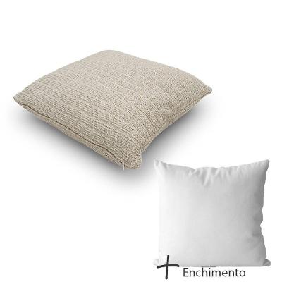Almofada Decorativa Em Tricô De Algodão, 45x45cm, Com Enchimento Natural
