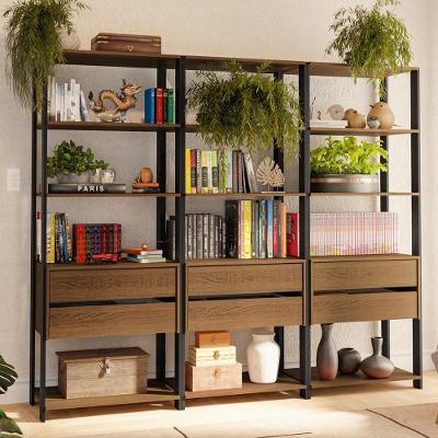 Estante Armário Multiuso Para Livros 6 Gavetas 12 Prateleiras 210cm Rustic/preto Madesa Xa Rustic/preto