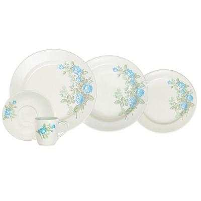 Aparelho de Jantar Brisa Azul 20 Peças Porcelana para Uso Diário Azul Schmidt