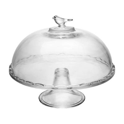 Boleira De Cristal Com Pé E Tampa Bird 30cm Transparente Wolff