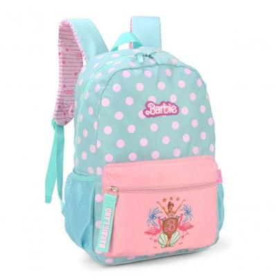 Mochila De Costas Barbie Verde E Rosa Bolinhas - Luxcel