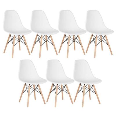 Kit 7 Cadeiras Eiffel Charles Eames Wood Cozinha Jantar Branca