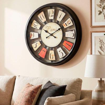 Relógio De Parede Vazado Preto Decoração Paris Rustico 40cm