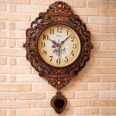 Relógio De Parede Pendulo Elegante Boala Floral Rustico 59cm