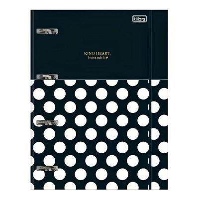 Fichário Caderno Argolado West Village 80 Folhas Preto Com Poá Branco - Tilibra
