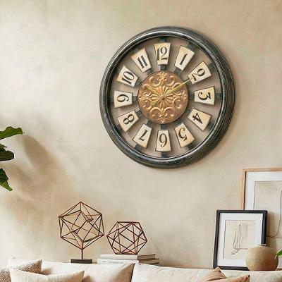 Relógio De Parede Vazado Envelhecido Elegante Rustico 35cm