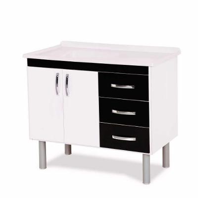 Armário Para Cozinha Tóquio 5391 95,2cm 3 Gavetas Rorato Preto