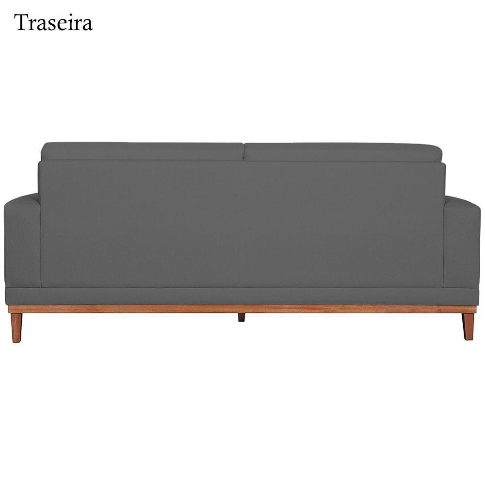 Sofa 3 Lugares 180 Cm Crons Suede Cinza Vazzano Cinza - 4