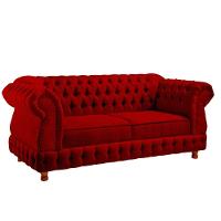 Sofá Chesterfield Moscatto 3 Lugares Via Encanto Veludo Bordô - 1