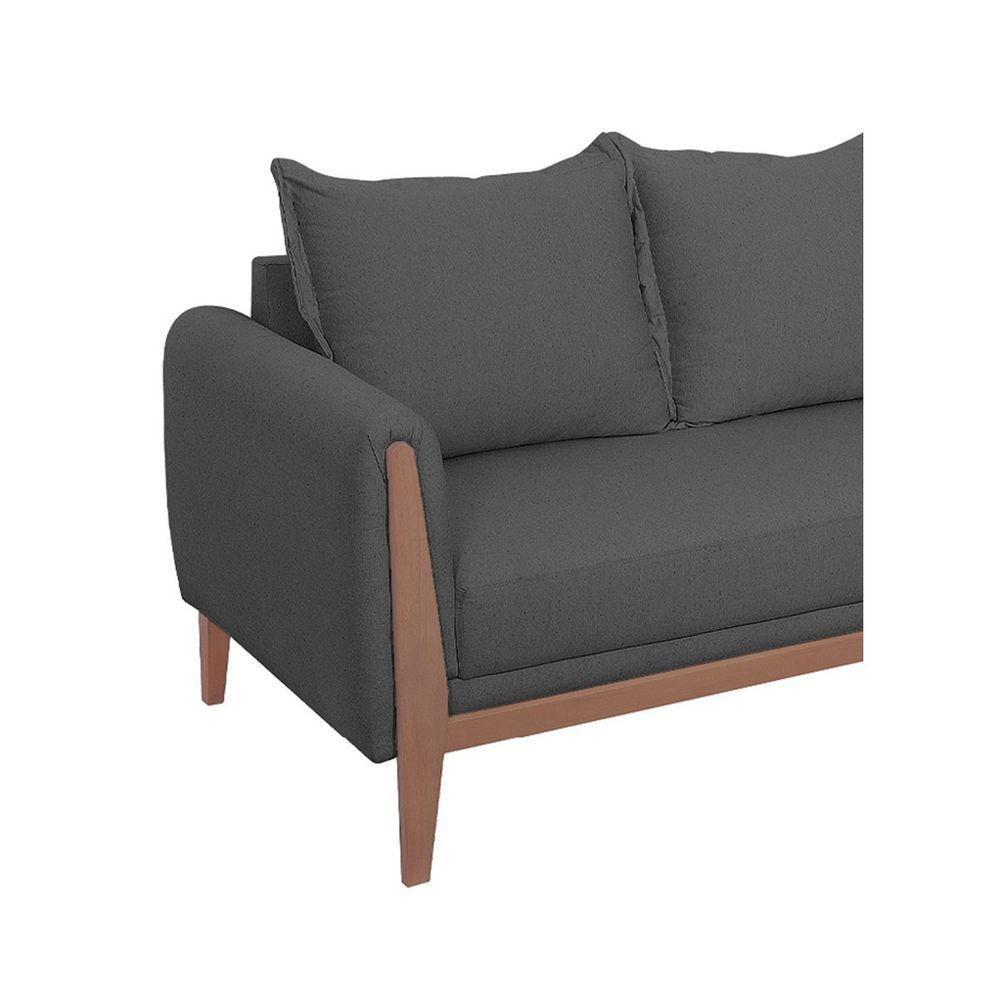 Sofá 3 Lugares Argentina Linho - Doce Sonho Móveis Cor Cinza Escuro - 2