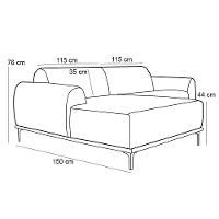 Sofá 3 Lugares com Chaise Base de Madeira Euro 230 Cm Vinho - 3