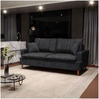 Sofá 3 Lugares 200Cm Com Almofadas Veras D05 Linho Grafite - Mpozenato - 8