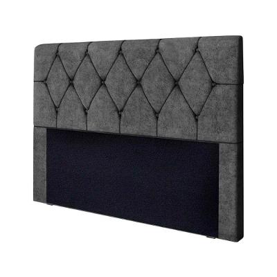 Cabeceira Leila Estofada Casal 140cm Em Suede Amassado Speciale Home Cinza