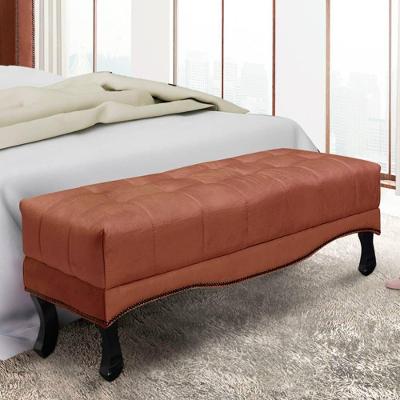 Recamier 0,90m Com Pés Luis Xv E Capitonê Em Tecido Veludo Vicenza - Lucadi Cobre