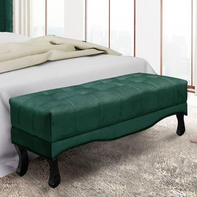 Recamier 0,90m Com Pés Luis Xv E Capitonê Em Tecido Veludo Vicenza - Lucadi verde