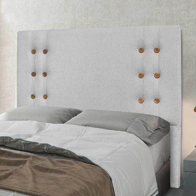 Cabeceira Solteiro 0,90m Estofada Com Botões Em Madeira Cerejeira Em Tecido Linho Georgia – Lucadi Rústico